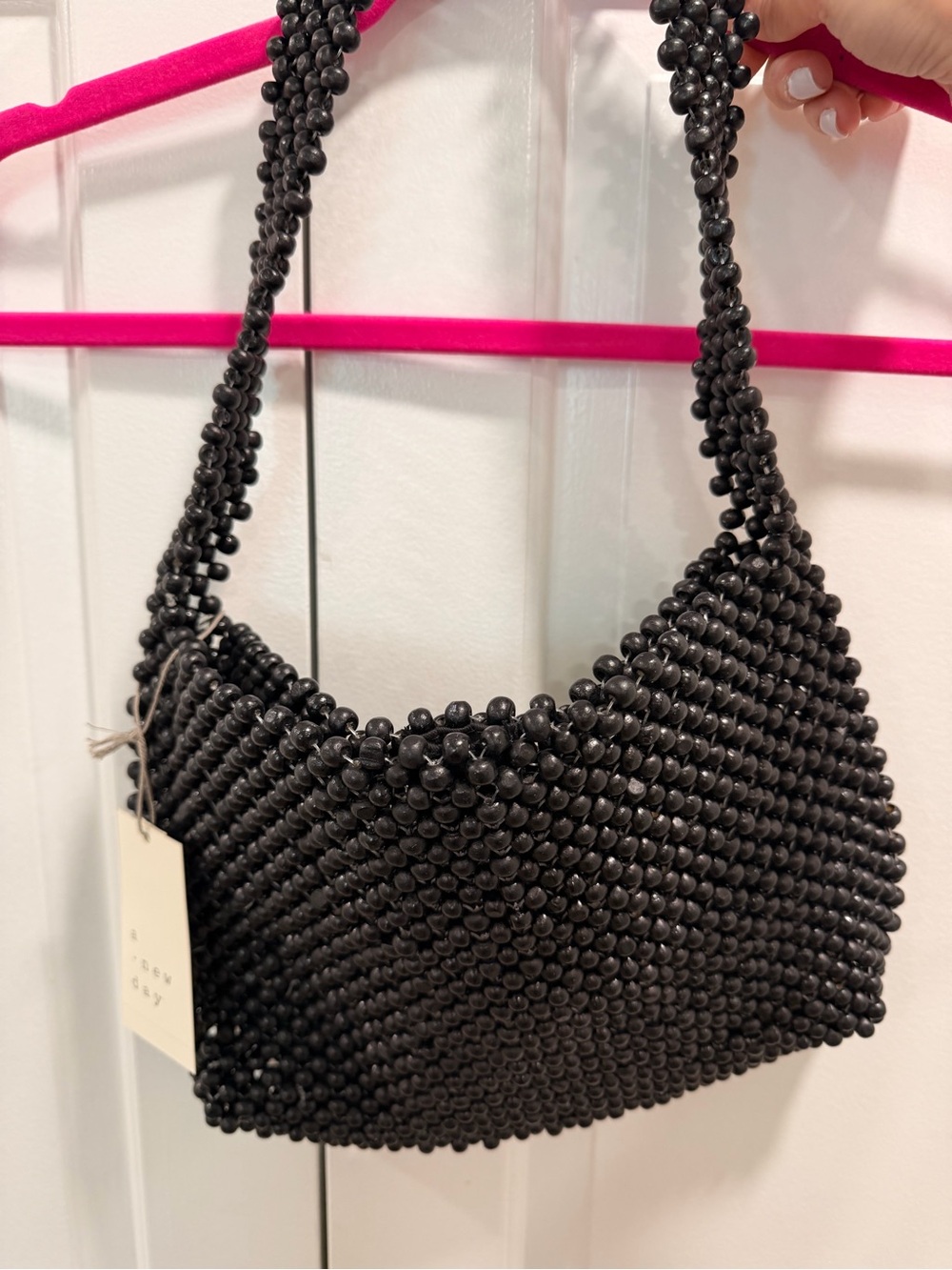 a new day Black Beaded Shoulder Bag
